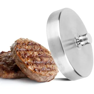 Burgerpresse,9,5cm Hamburger Presse, Rund Edelstahl Patty Maker Antihaft Fleisch Burger Pressform mit Verstellbarem Griff Patty Formwerkzeug für BBQ Barbecue Grill