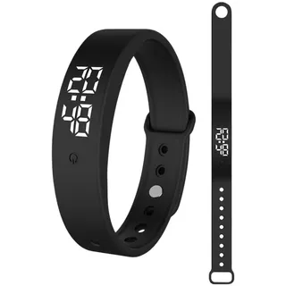 DASIAUTOEM Vibrationswecker Armband, Vibrationsalarm Erinnerung Uhr, Armband Wecker Vibration mit Timer, Trinkerinnerung Alarm Medikamenten Wecker für Erwachsene Kinder, 6 Täglichen Alarmen (Schwarz)