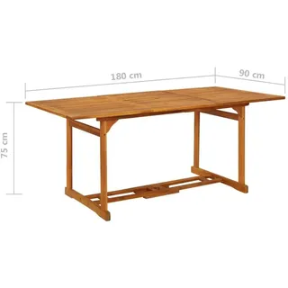 vidaXL Gartentisch 180 x 90 x 75 cm Braun