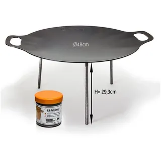 Petromax Feuerschale Plancha-Platte Grillschale Feuerschale Grillplatte Ø48 cm, (Spar-Set, 2-St., inkl. Pflegepaste), Hergestellt in Deutschland