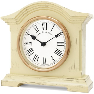 Towcester Clock Works Co. Falkenburg Kaminuhr, Kunststoff, Cremefarben im Used-Look, Einheitsgröße