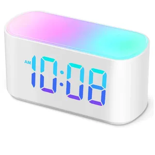 ONLAKE Wecker Digital Kinder mit Nachtlicht, 9 RGB Farben Lichtwecker, große Ziffern mit 10 farbwechselnden LED Displays, Dimmer, kinderwecker für Kinder, Jugendliche, Mädchen, Junge