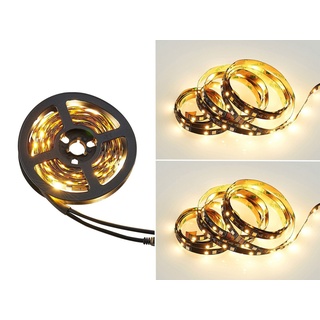 meineWunschleuchte LED Stripe, 2er Set RGBWW Streifen selbstklebend indirekte Beleuchtung Decke, 3m schwarz
