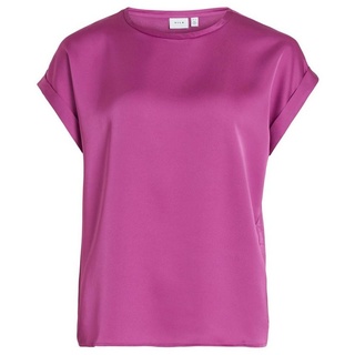 Vila T-Shirt Satin Blusen T-Shirt Kurzarm Basic Top Glänzend VIELLETTE 4599 in Neon Pink schwarz XXL (44)ARIZONAS