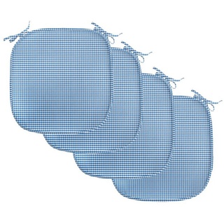 Abakuhaus Stuhlkissen »Dekoratives wasserfestes Kissen mit Riemen für Küchensitze«, Kariert Gingham Monochrome blau