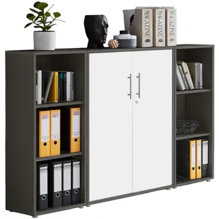 moebel-dich-auf TABOR 2 Aktenschrank 80 x 40 x 180 grau/weiß