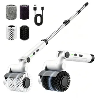 4in-1 Elektrische Grillbürste,Elektrische Grill Reinigungsbürste,Electric Grill Brush mit 2 Geschwindigkeiten,Teleskopstiel & Verstellbarem Kopf,Grill Bürste Elektrisch für Grillrost,Fugen,Küche
