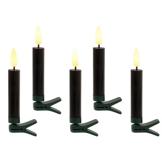 andas LED-Christbaumkerzen Bjarne, 25 kabellos Kerzen mit 3D-Flamme, Höhe ca. 11,5 cm, 25-flammig, Weihnachtsdeko, Christbaumschmuck mit Dimm-/Flacker- und Timerfunktion schwarz