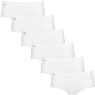 Sloggi Basic+ Midi Slip aus Baumwolle, Damen Unterhosen, Bequeme Damen Unterwäsche für den Alltag, Baumwoll Slip Damen im 6er Pack (38 Weiß) - 38