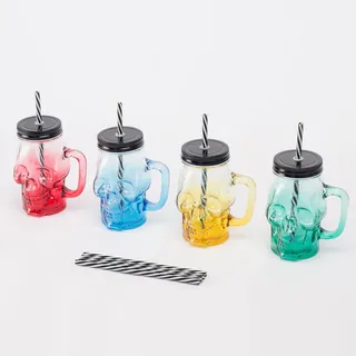 Relaxdays Trinkgläser mit Deckel 0,5 l 4 St.