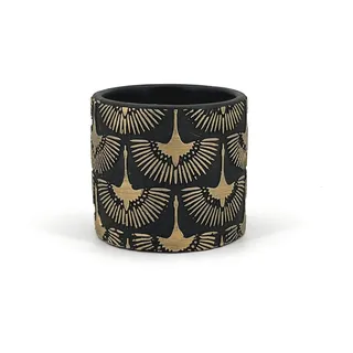 Elegante Terrakotta-Vase mit vergoldeten Phönixen | SCHWARZ und Gold
