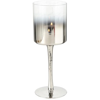 Boltze Windlicht Grazia (ø 9 cm, Farbe silber-transparent, Dekoration für Weihnachten / Wohnung, Teelichtglas) 1511700