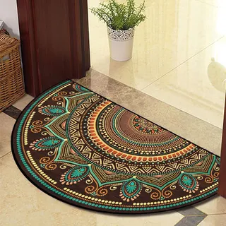 Guest Ruyunlai Halbrunder Teppich FußMatte Halbrund Hereinspaziert Fussmatten HaustüR Bodenmatte Innen Fussmatte Kitchen Mat Deko Eingangsbereich Aussen orangefarbenes Herz 50x80cm