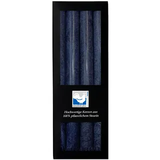 Premium Stearinkerzen Set (4er/8er) – Lange Stabkerzen 25x2,2 cm mit Kristall-Struktur – 100% Pflanzlich – 10h Brenndauer – Edle Tafelkerzen für Hochzeit, Deko, Gastro (Dunkelblau, 8er Pack)