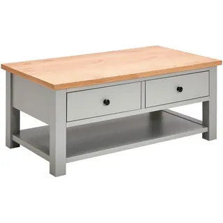 Mid.you Couchtisch, Grau, Natur, Holz, Holzwerkstoff, Eiche, Kiefer, furniert, massiv, 2 Schublade(n) Schubladen, rechteckig, eckig, 110x45x60 cm, Wohnzimmer, Wohnzimmertische, Couchtische