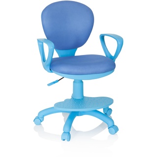 hjh OFFICE 670978 Kinderdrehstuhl Kid Colour Stoff Blau Schreibtischstuhl Kinder, Fußablage & Sitzfläche höhenverstellbar