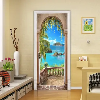 3D Türtapete Selbstklebend Türaufkleber - LANDSCHAFT - Tür Poster PREMIUM PVC Wasserfest Wandtattoo Für Schlafzimmer Wohnzimmer Tür Dekoration Tapete 77 x 200 cm