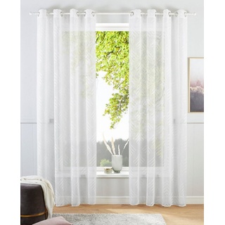 Gardine Gordon, Guido Maria Kretschmer Home&Living, Ösen (1 St), transparent, transparent, gewebt mit Stickerei, monochrom weiß 130 cm x 175 cm