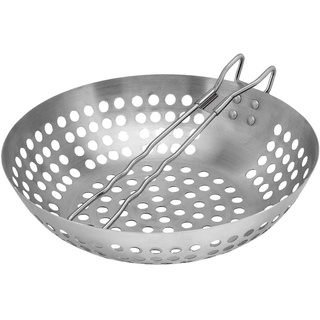 Leopold Grillpfanne Grillwok rund, Edelstahl silberfarben