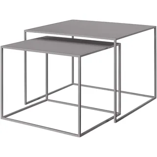blomus Set 2 Beistelltische FERA | Mourning Dove | Größe L | H 40 cm, B 50 cm, T 40 cm | H 45 cm, B 60 cm, T 50 cm | Metall Beistelltisch Set | Wohnzimmertisch modern