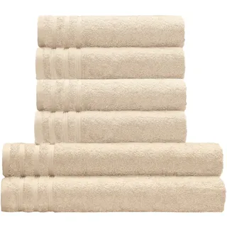 Kleine Wolke Handtuch Set Royal, 6 Stück (4 Handtücher 50/100 cm + 2 Duschtücher 70/140 cm), Frottier (Set, 6-St), Uni Farben, mit Bordüre, weich, in verschiedenen Sets erhältlich beige