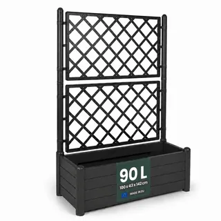 Rankgitter XL Spalier mit Pflanzkasten, Kunststoff, Anthrazit-Grau