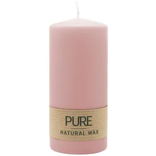 luterna 100% PURE, NATURAL WAX, Stumpenkerze, Antikrosa, WENZEL, 130/60 mm, Brenndauer ca. 41h, 100% plastikfrei