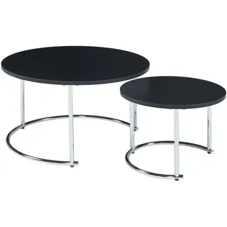 [en.casa] Couchtisch Christchurch 2er Set Schwarz/Chrom
