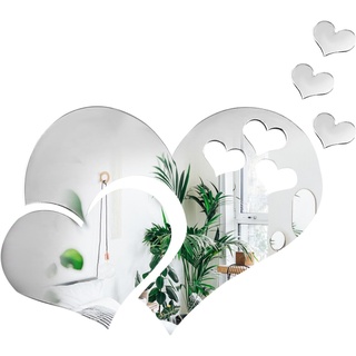 Set mit 2 Spiegeln, explosionsgeschützt, aus Acryl, selbstklebend, ideal für Wanddekoration ohne Badezimmer, Wohnzimmer und Schlafzimmer (Silber)