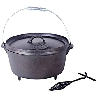 El Fuego Grilltopf AY0461, (Komplett-Set, inkl. Deckel, Schürhaken und Tragebügel), Gusseisen, 3 Standfüße schwarz