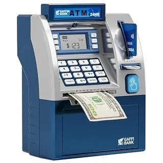 Tenkaybox Spardose für Kinder, Elektronischer Geldautomat mit Passwort & Automatischer Geldschein-Einzug, Mini Tresor Spielzeug Geschenk für Jungen & Mädchen (Blau)