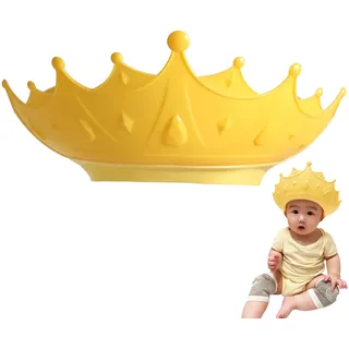 Duschhaube Kinder, Baby Shampoo Kappe, Baby Verstellbarer Shampoo Schutz, Shampoo Bade Bad SchüTzen Weiche Kappe Hut, Kappe Wasserdicht Cap für Kinder Mehr als 6 Monate Größenverstellbar, Krone-Gelb