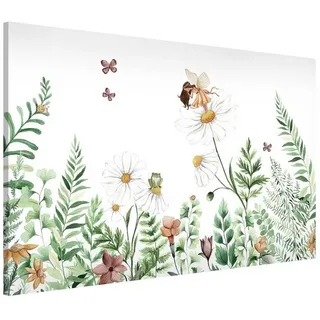 Bilderdepot24 Magnettafel Kinder grün Kleine Elfe auf der Märchenwiese, (1-tlg., Magnetboard Pinnwand für die Wand - metallische Tafel für Magnete), Magnetwand groß mit Motiv Kinderzimmer Memoboard magnetisch Querformat grün 60 cm x 40 cm