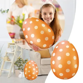 40 cm Osterei Ei | Riesige Plastikeier Deko | Osterdeko in schönen leuchtenden Farben | Ostereier zum Aufhängen | Ornament für Osterkörbchen Frühlingsdeko,Ostern Geschenke Kinder (Orange)