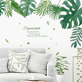 Creperture Wandtattoo Tropische Blätter Pflanze Wandaufkleber Aufkleber Dekor Wandsticker für Wohnzimmer Schlafzimmer Wanddeko, 30 X 90 cm