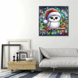 Umfarvt 5D Christmas Owl Diamond Painting Kits for Adults Kids,DIY Round Full Drill Diamond Art Painting Kits,Canvas Embroidery diamond art Craft for Home Wall Decor 30x30cm