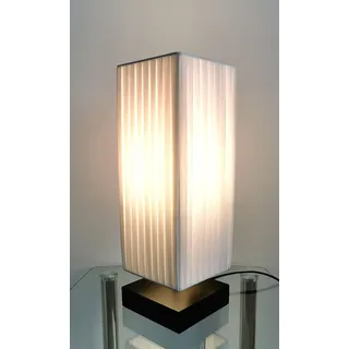 Trango 2021-5W Design Plissee Tischleuchte in Eckig & schwarz Holzfuß *NIZZA* Tischlampe inkl. 1x 5 Watt E27 LED Leuchtmittel, Nachttischlampe H: 41cm Fensterbank Lampe, Schreibtischleuchte, Leselampe