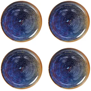 HKliving - Chef Ceramics Teller, Ø 20 cm, rustic blue (4er-Set)