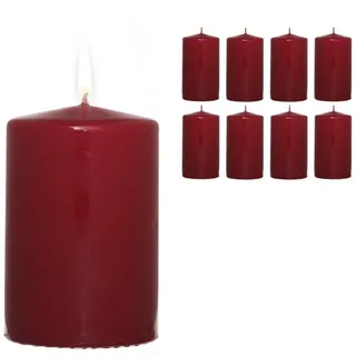 Candelo Stumpenkerze Stumpenkerzen Bordeaux 8er Set – Weihnachtskerzen 4,8x8cm Advent rot