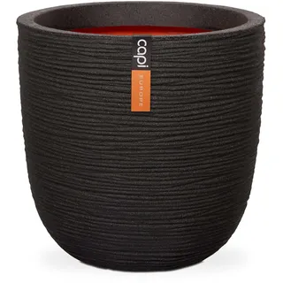 Capi Europe - Topf Kugel Rib NL - 55x53 - Schwarz - Blumentopf für den Innen- und Außeneinsatz - Übertopf - Pflanztopf - Pflanzgefäß - Kunststoff - KBLR935