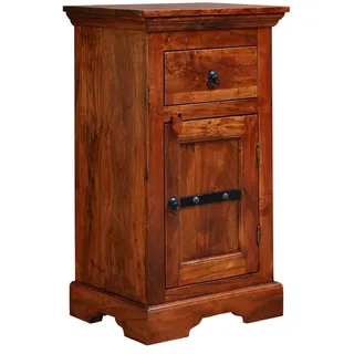 Holzkommode Sideboard schmal klein 48cm Akazie Holz massiv dunkelbraun kolonial