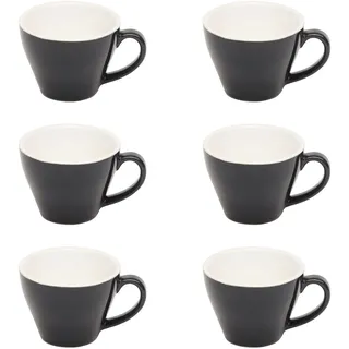 Gastro Spirit - 6er Doppel/Doppio Espresso-Tassen Set - Schwarz, 180 ml, Porzellan, dickwandig, spülmaschinenfest, italienisches Design - 6-teiliges Kaffee-Tassen Set