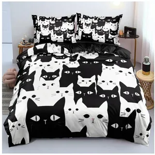 LuxusKollektion Kinderbettwäsche Bettwäsche Halloween Katze 155x220 2x80x80