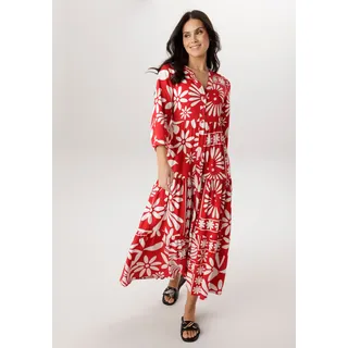 Aniston SELECTED Maxikleid Blumen Rot/Weiß 40