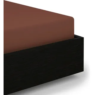 Heckett & Lane Spannbettlaken Mako-Satin 90 x 200 cm braun