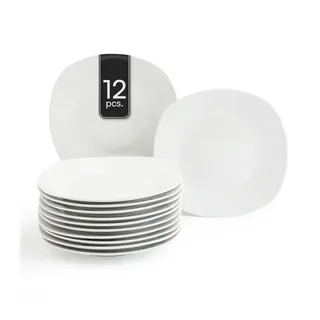 Home4You Dessertteller 19,5 x 19,5 cm Weiß 12er Set