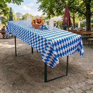 Biertisch Tischdecke Bayernraute Weiß Blau Baumwolle - Bayern, München, Tischtuch, Biertischtischdecke (110x270 cm)