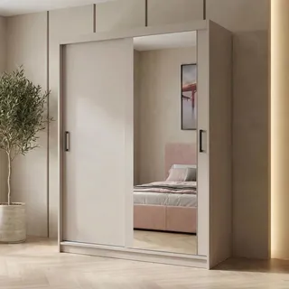 beautysofa Schwebetürenschrank HELA 120 x 204,5 x 60 cm Beige