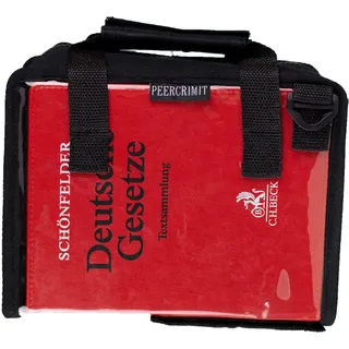 PEERCRIMIT Kompakte Tasche passend für Habersack, Deutsche Gesetze| Transparent - ideal für das Jurastudium| Rechtswissenschaft (Transparent/Schwarz (Rückenbreite 11,5 cm))