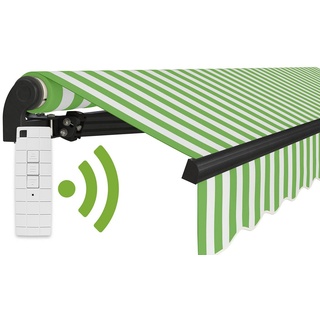 empasa Gelenkarmmarkise "START PLUS" elektrische Markise mit Fernbedienung & Handkurbel grün|weiß 400 cm x 250 cm